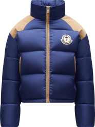 Moncler X Palm Angels Navy And Beige Kelsey Down Puffer Jacket
