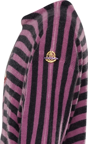 Moncler X Palm Angels Purple And Black Striped Sweater