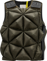 Moncler X Pharrell Olive Green Holly Down Triangle Puffer Vest