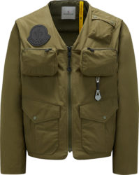 Moncler X Pharrell Olive Green Maple Padded Cargo Jacket