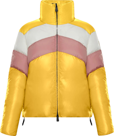 Moncler Yellow Pink White Striped Lamar Puffer Jacket