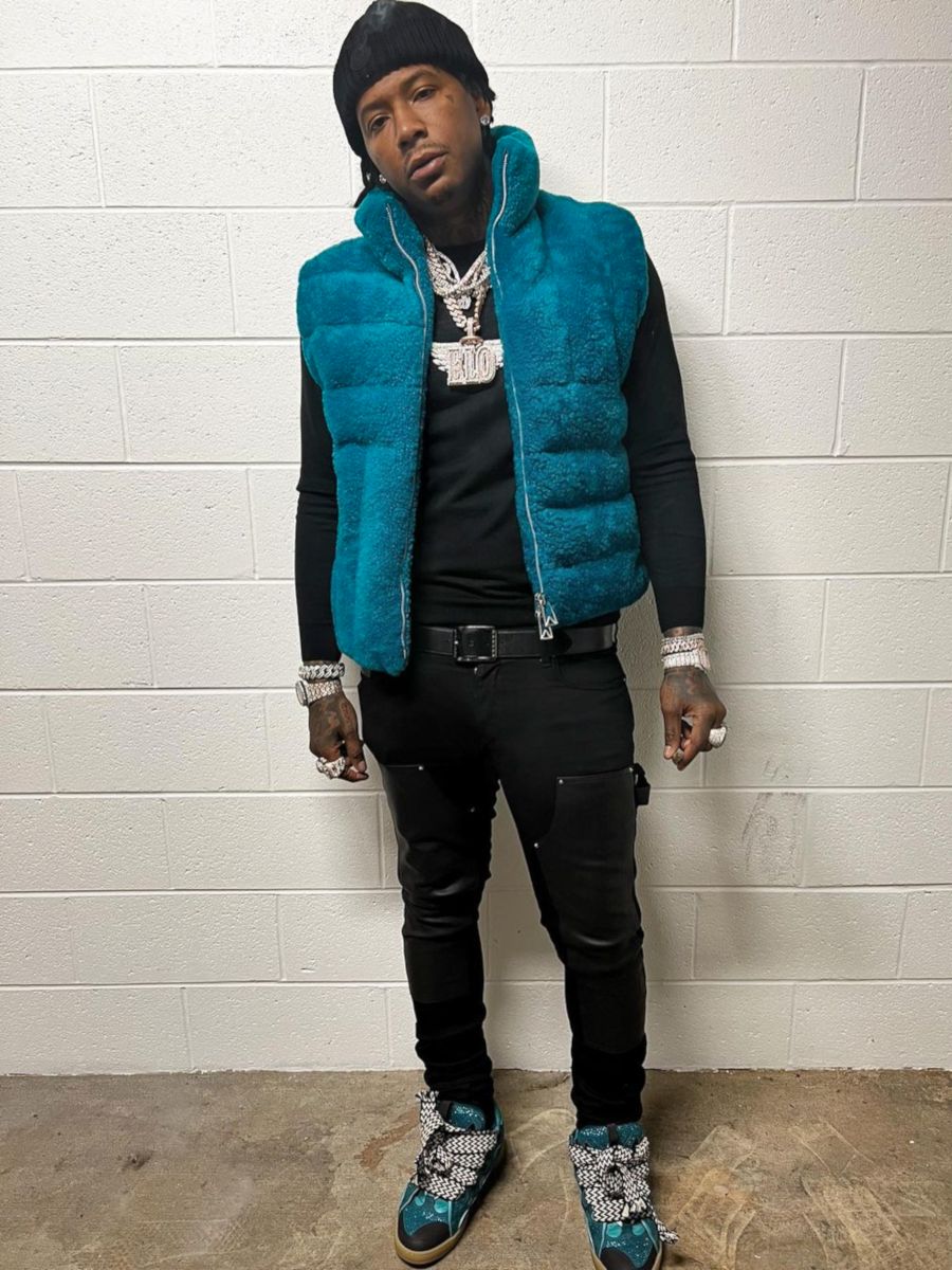 Moneybagg Yo Wearing a Bottega Veneta Vest With Matching Lanvin Sneakers