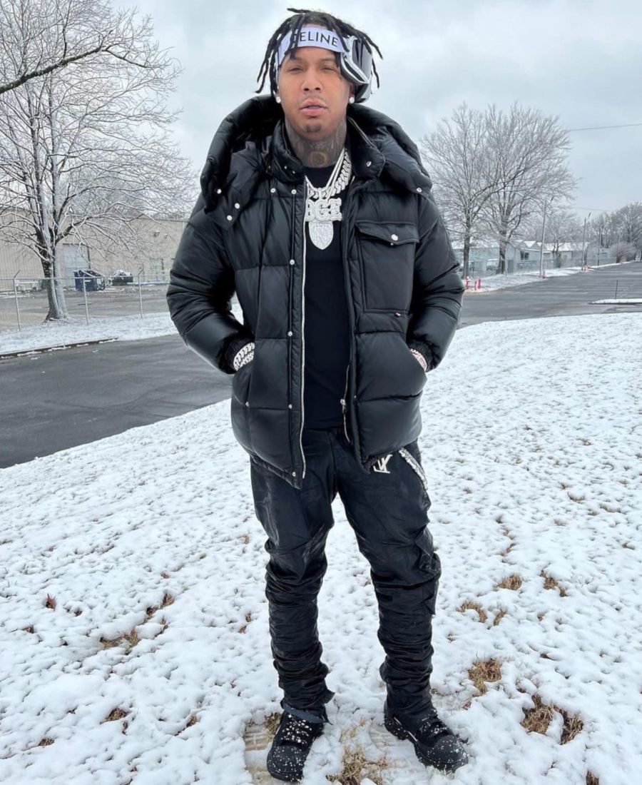 Moneybagg Yo Wearing Celine Goggles With a Moncler Puffer & Alexander McQUEEN Boots