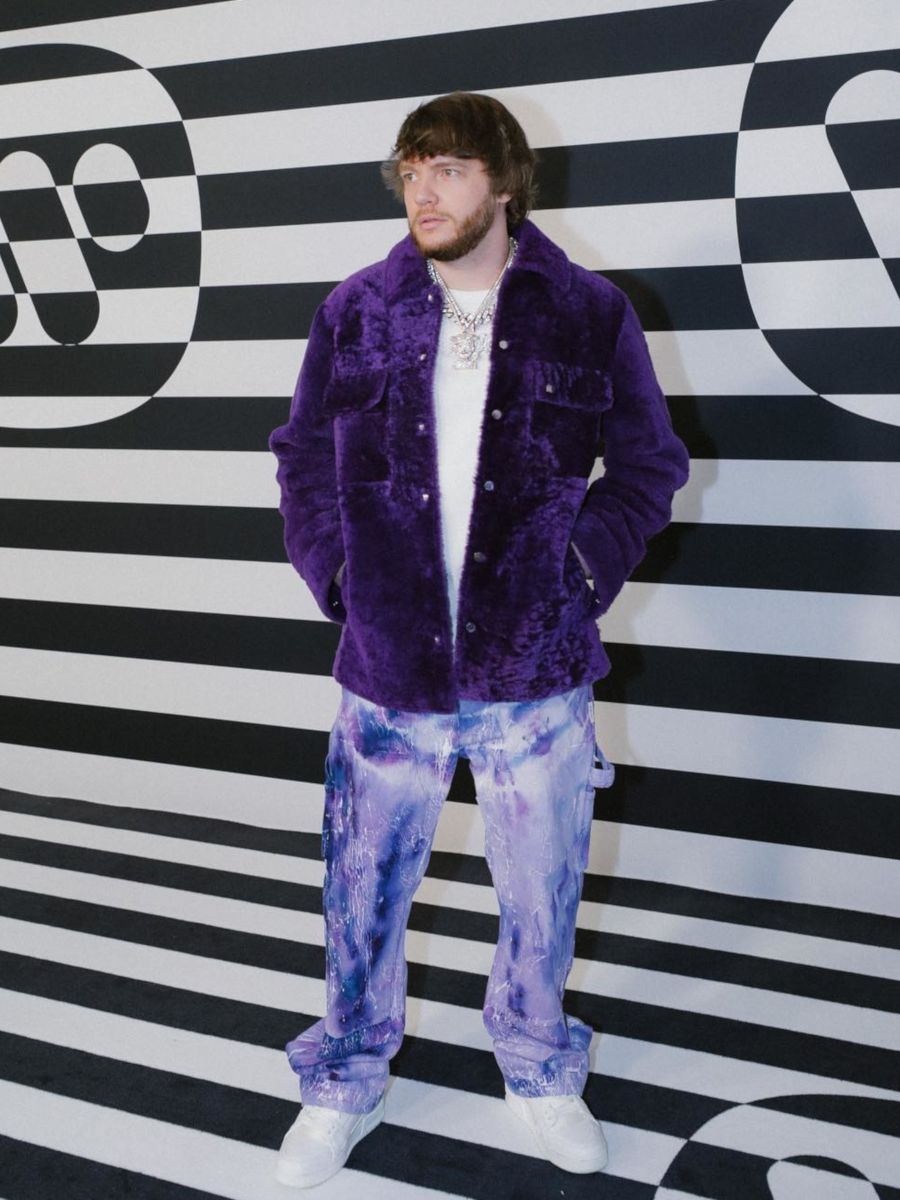Murda Beatz Attends The WMG Grammy Party In a Shearling Jacket & Tie-Dye Pants