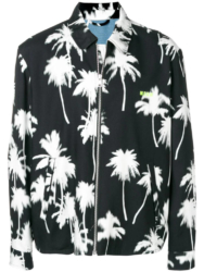 Msgm Black Jacket With White Palm Tree Print Worn By Diddy
