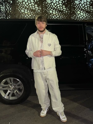 Murda Beatz Celebrates His 28th Bday In A Dior Cd Heart Jacket And Cd Hearts Pants And Nike Air Force 1 Low Top Sneakers