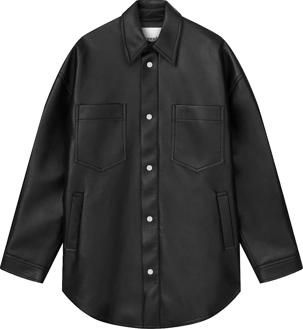 Nanushka Black Leather Martin Overshirt