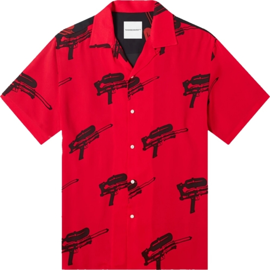 Nasaseasons Paintball Gun Print Red Shirt