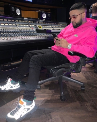 Nav In The Studio Wearing A Balenciaga Hoodie With Gucci Sneakers