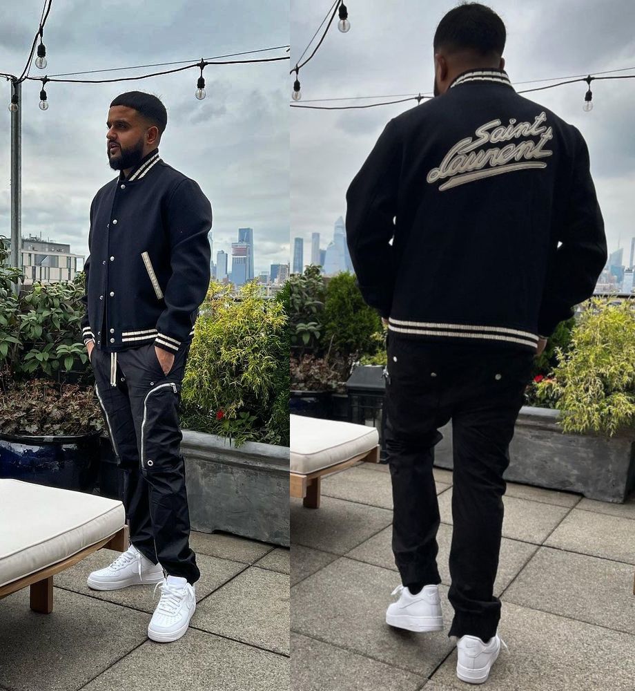 Nav Wearing a YSL Teddy Jacket With Rick Owens Cargo Pants & Nike AF1s |  Incorporated Style