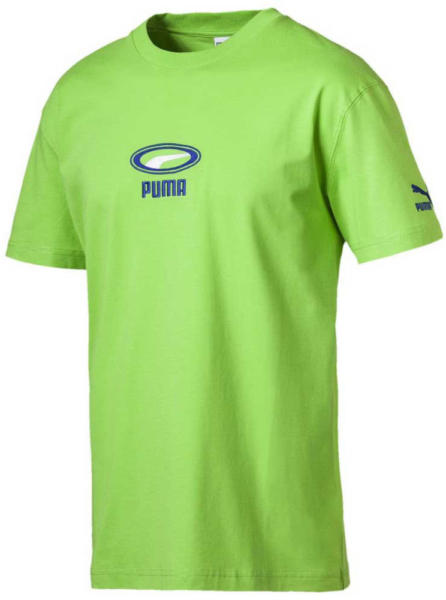 Neon Green Puma T Shirt With Blue Embroidered Logo Worn By Meek Mill
