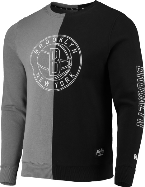New Era Brooklyn Nets Split Grey Abnd Black Sweatshirt