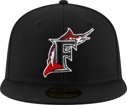 New Era Florida Marlins Black And Red 59fifty Fitted Hat