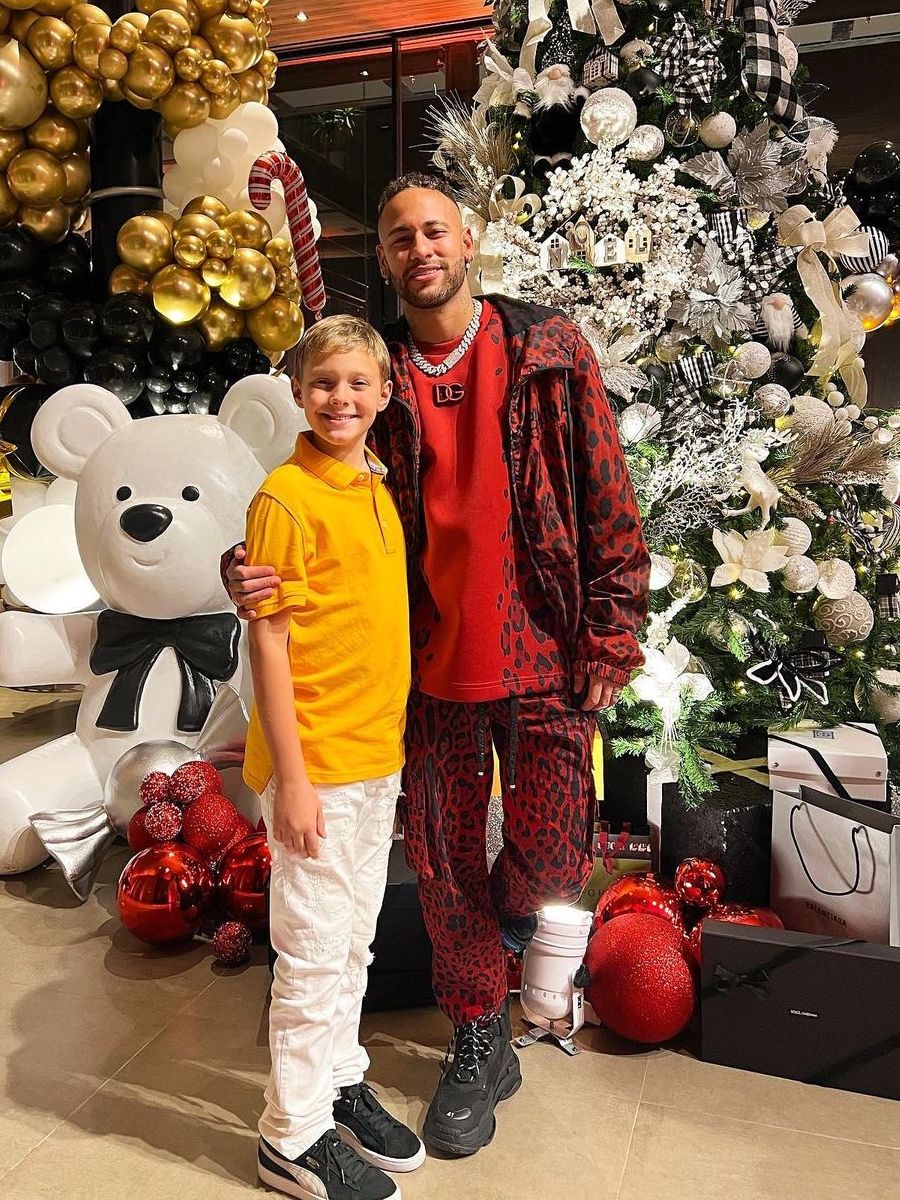 Neymar Celebrates Christmas 2021 In a Full Dolce & Gabbana Leopard Fit