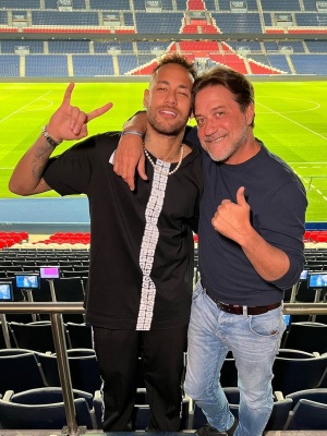 Neymar Wearing A Givenchy Black And White 4g Logo Stripe Tee And Trackpants