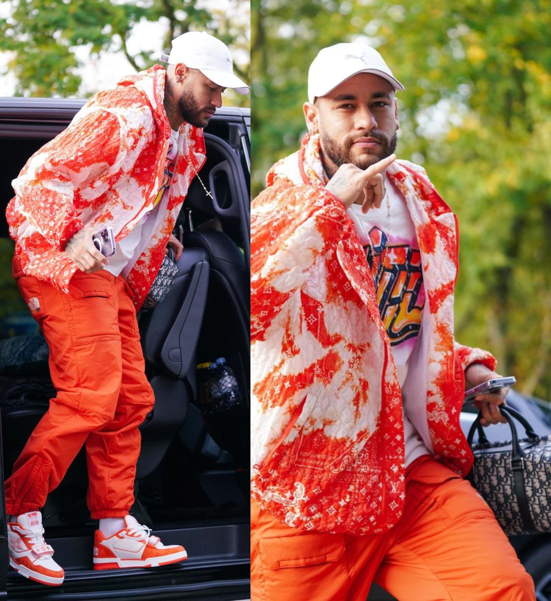 Neymar Arrives at PSG Training In a Monochrome Louis Vuitton & Gucci x TNF  Outfit | Incorporated Style