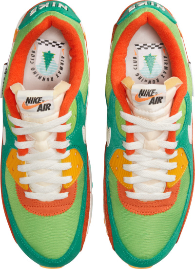 Nike Air Max 90 Green Orange Yellow Colorblock Sneakers