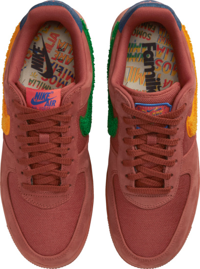 Nike Air Force 1 Low Burgundy Orange And Green Sneakers