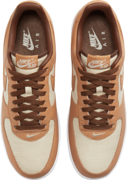 Nike Air Force 1 Low Light Brown And Ivory Canvas Sneakers
