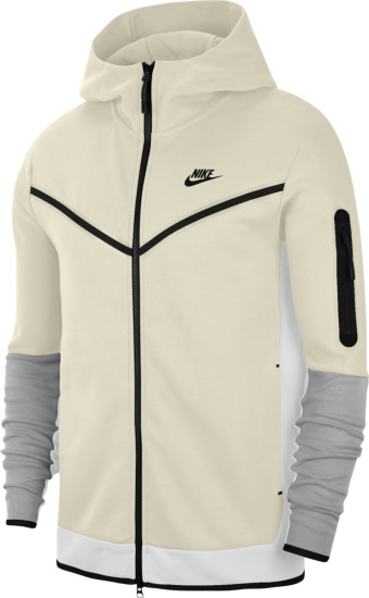 Nike Sportswear Tech Cream & Grey Fleece Zip Hoodie | INC STYLE