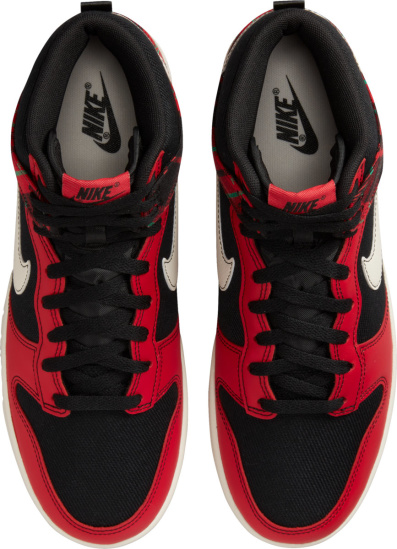 Nike Dunk High Red Tartan And Black Sneakers