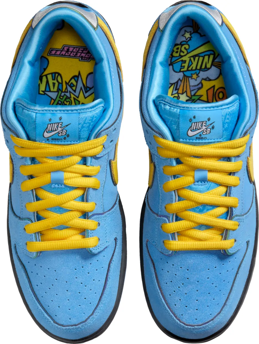 Nike Dunk Low Light Blue And Yellow Swoosh Logo Sneakers