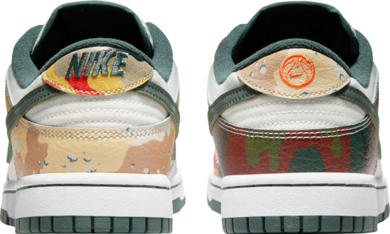 Nike Dunk Low White And Multi Mismatching Camo Sneakers