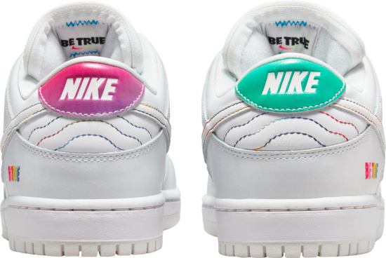 Nike Dunk Low White Cream And Mismatch Pink And Green Sneakers
