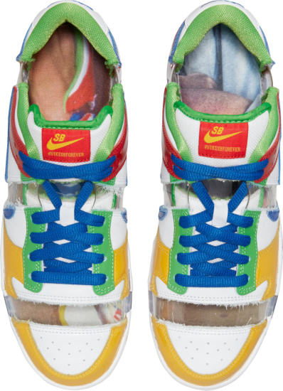 Nike Dunk Low White Red Yellow Green And Clear Patchwork Sneakers