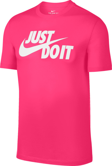 Nike Rush Pink And White Just Do It Print Tee