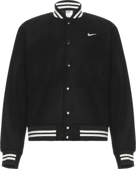 Nike Sportswear Authentics Black Wool Varsity Jacket Dq5010 010