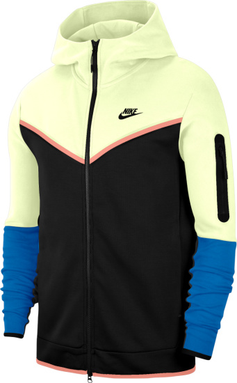 Nike Sportswear Volt Blue Black And Pink Tech Zip Hoodie Cu4489 303