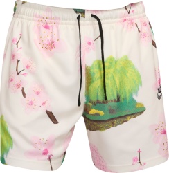 Nike Sportswear White Cherry Blossom Print Mesh Shorts