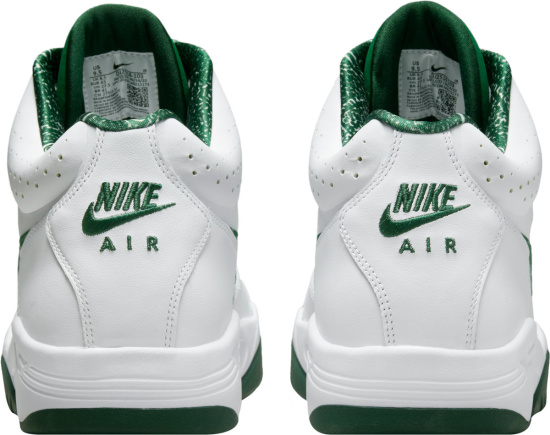 Nike White And Green Air Flight Lite Mid Top Sneakers