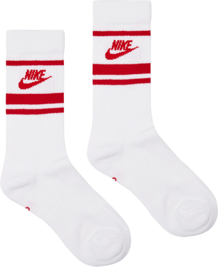 Nike White Red Striped Socks