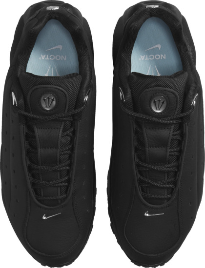 Nike X Nocta All Black Leather And Metallic Chrome Swoosh Logo Sneakers
