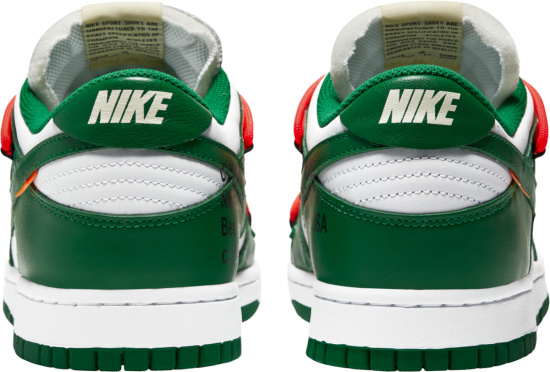 Nike X Off White Dunk Low Top Green And White Sneakers