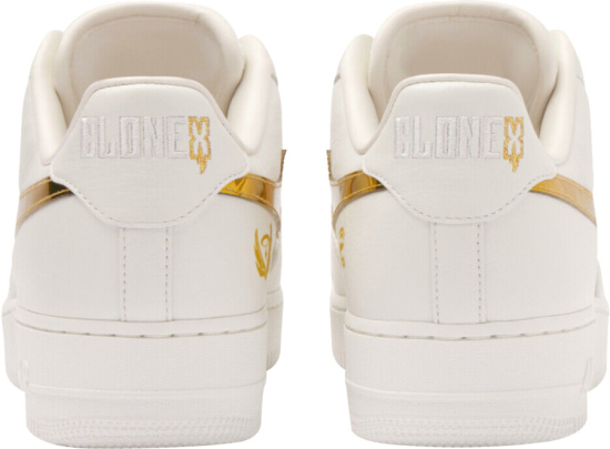 Nike X Rtfkt White And Gold Swoosh Sneakers