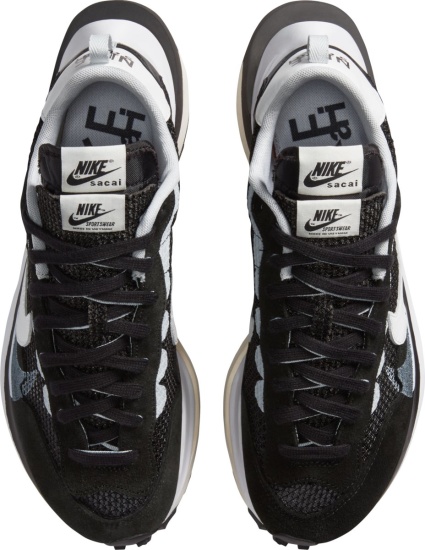 Nike X Sacai Black And White Double Tongue Layered Sole Sneakers