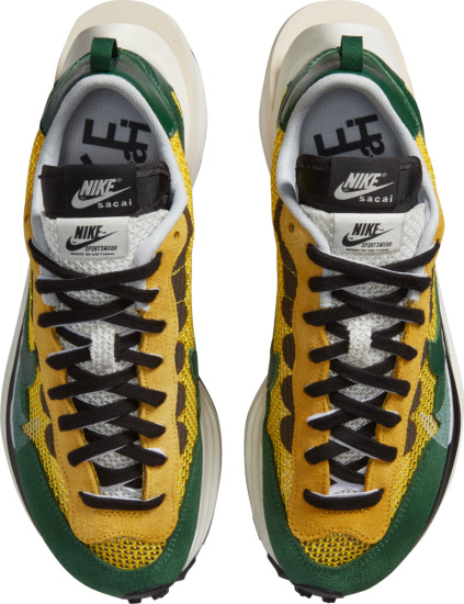 Nike X Sacai Yellow And Green Vaporwaffle Sneakers