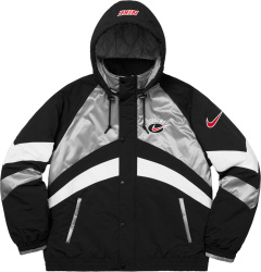 Nike X Supreme Black And Silver Hooded Colorblock Jacket