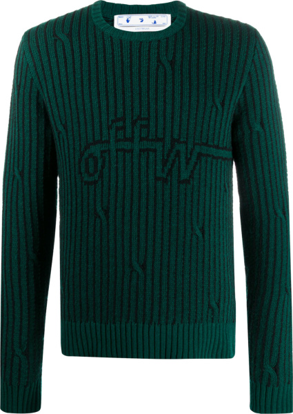 Off White Green Black Stiriped Sweater
