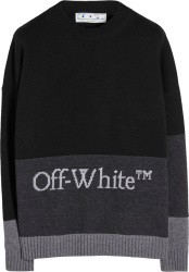 Off White Black And Grey Colorblock Logo Sweater