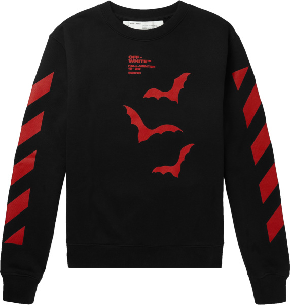 Off White Black And Red Bats Print Sweatshirt