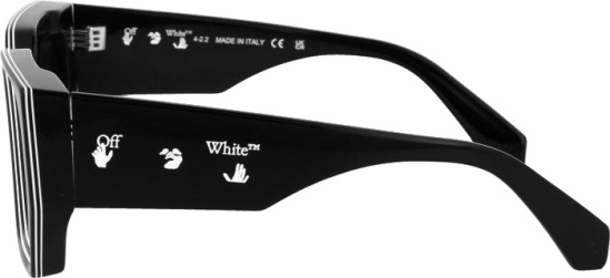 Off White Black And White Stripe Square Sunglasses