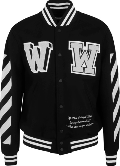 Off White Black And White Ww Varsity Jacket