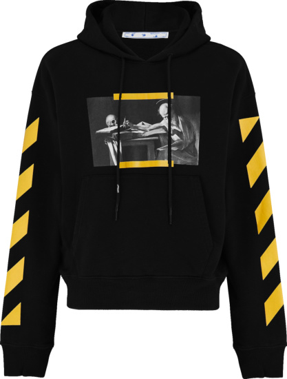 Off White Black And Yellow Diag Caraviggio Hoodie