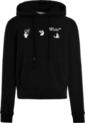 Off White Black Big Hands And Face Logo Hoodie