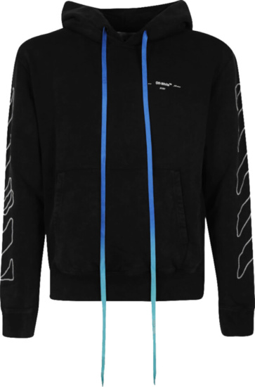 Off White Black Embroiderd Diag Hoodie