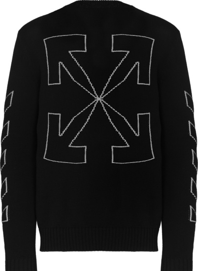 Off White Black Outlined Diag Arrows Logo Sweater
